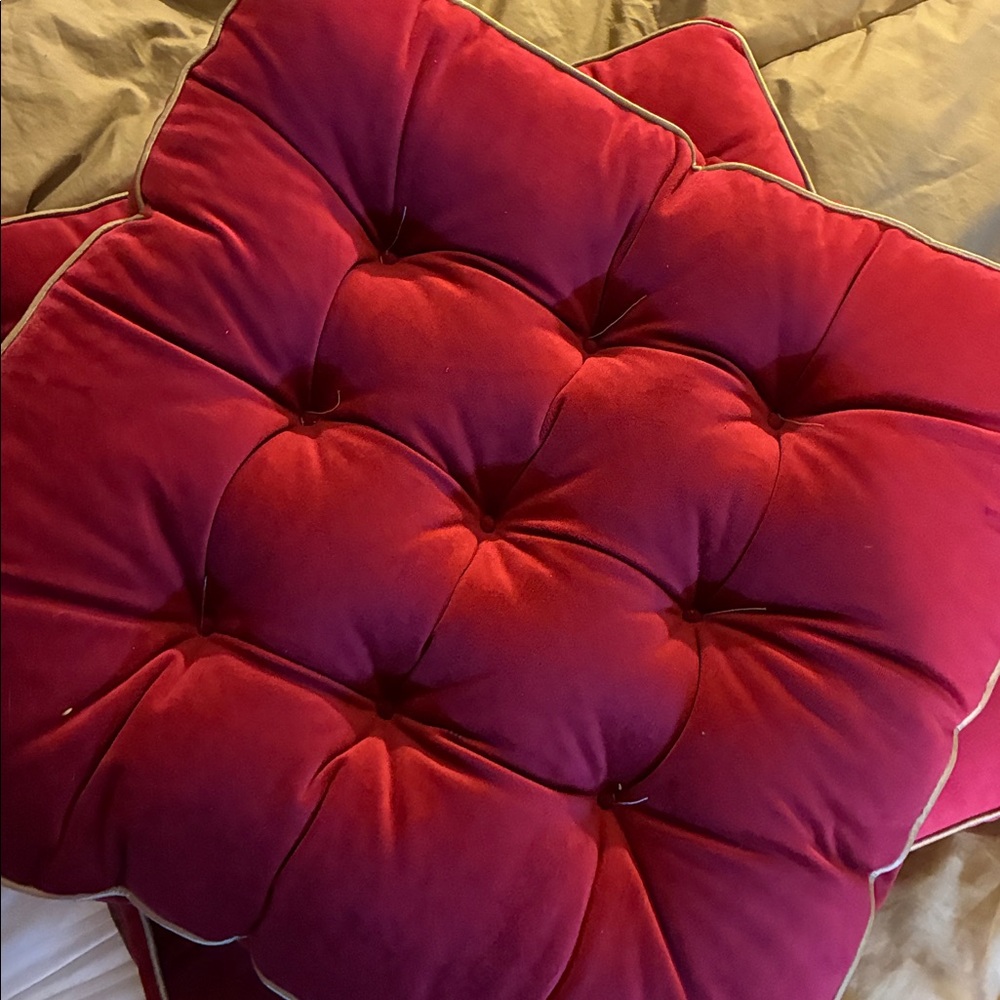 Luxurious Red Tufted Pillows - Picture 4 of 4